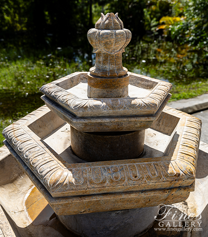 Search Result For Marble Fountains  - 3 Tiered Granite Hexagon Fountain - MF-1382